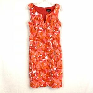 Adrianna Papell Orange Pink Floral Sheath Dress